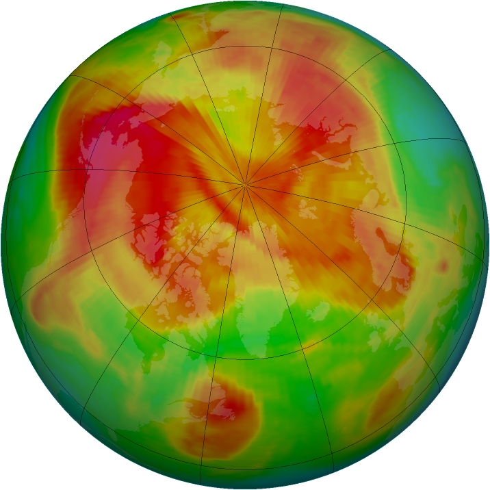 Arctic ozone map for 25 April 1985